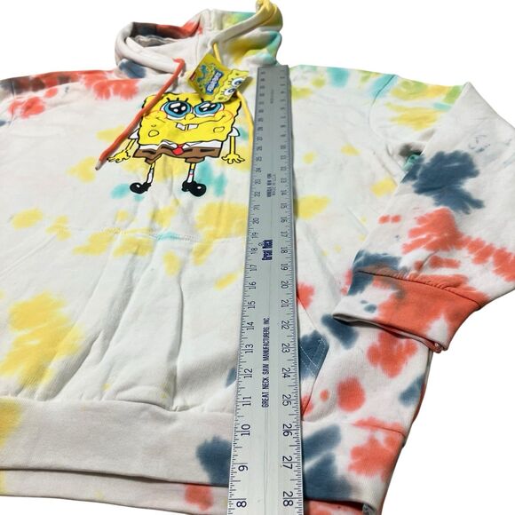 Nickelodeon Hoodie Mens White Tie Dye Colorful SpongeBob Y2K Retro Comfy Size L - Picture 3 of 9